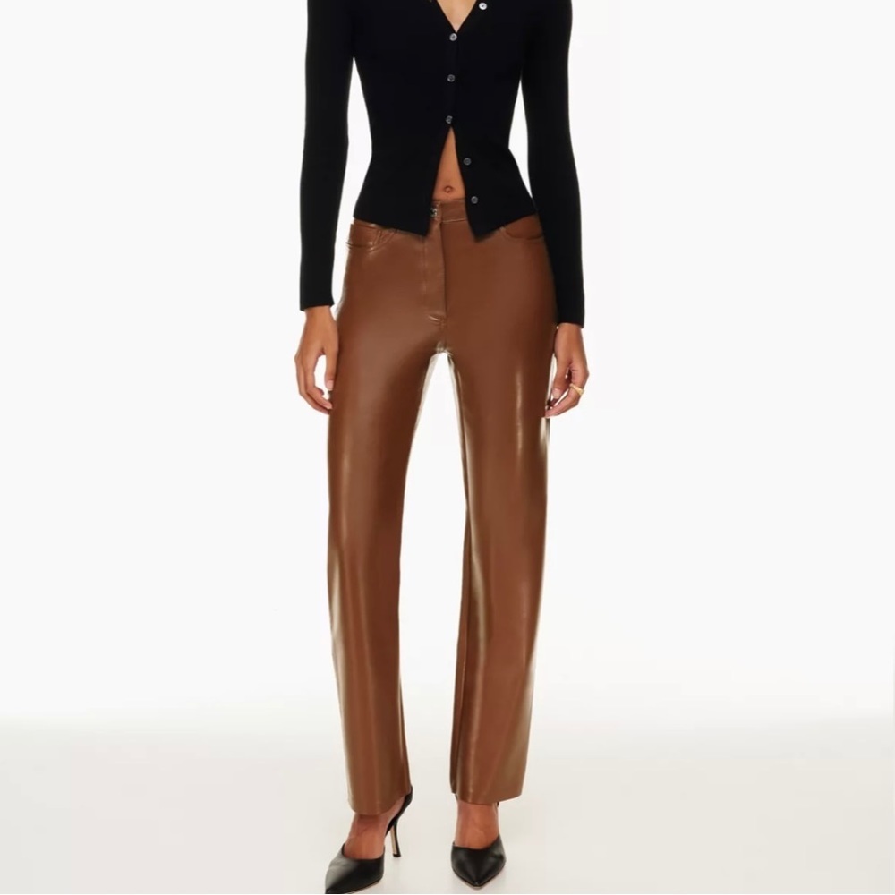 NEW Aritzia vegan leather pants in Cognac